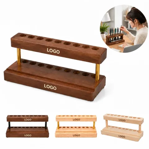 Wooden Metal Desk Organizer Pen Storage Box