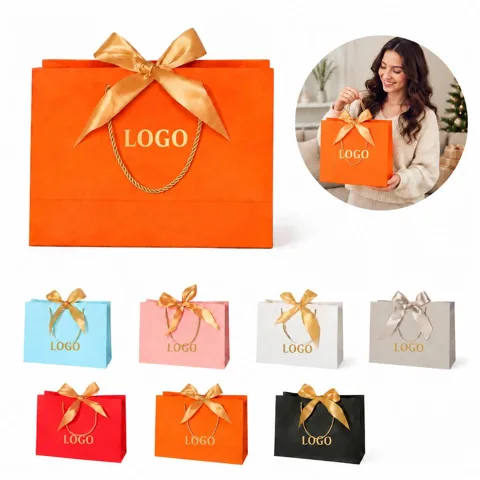 Large Ivory Gift Bags with Ribbon Bow for Presents