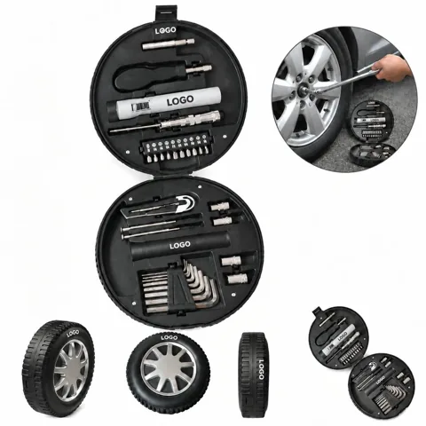 29-Piece Hand Tool Kit with Tire-Shaped Storage Case