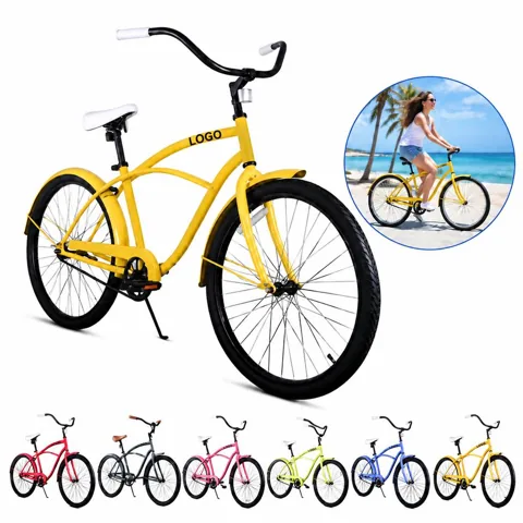 Comfortable Steel Beach Cruiser Bike with Step-Through Frame