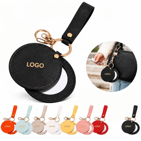 360-Degree Rotating Makeup Mirror with Leather Finish
