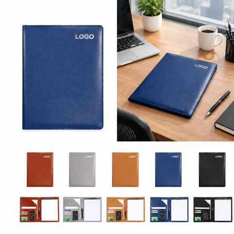 A4 Leather Document Organizer Folder with Calculator