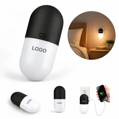 ABS Wall Outlet Night Light with Built-in Adapter