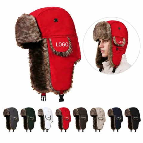 Winter Earflap Hat with Fleece Lining and Chin Strap