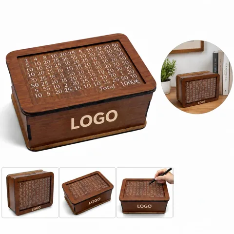 Wooden Coin Bank with Printed Numbers for Kids Saving
