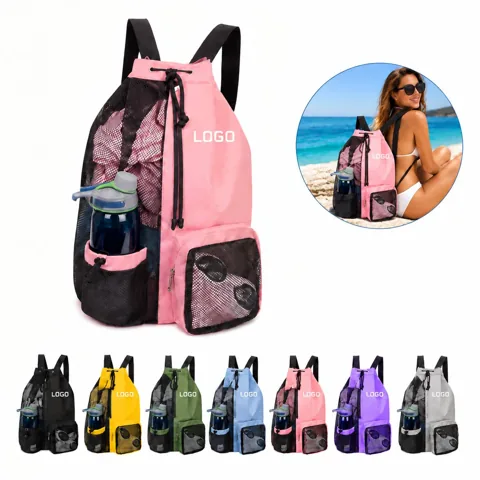Drawstring Wet Dry Mesh Gym Bag for Swim and Travel