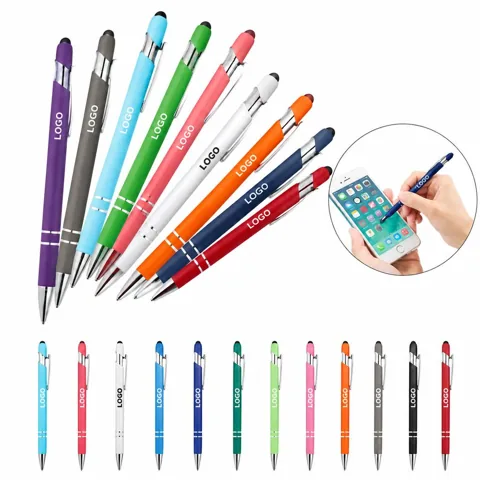 2-in-1 Ballpoint Pen with Soft Rubber Stylus Tip