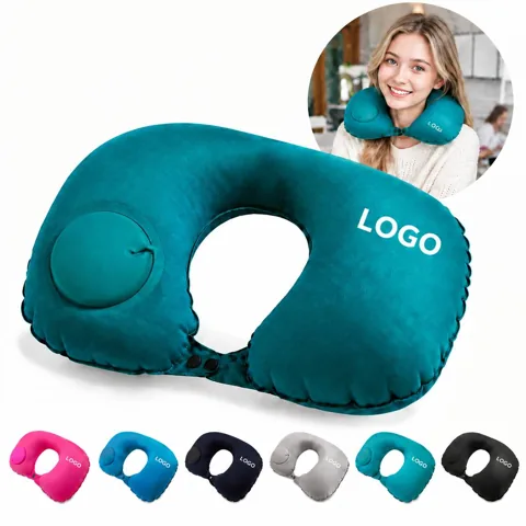 Velvet Inflatable Neck Pillow for Travel and Rest