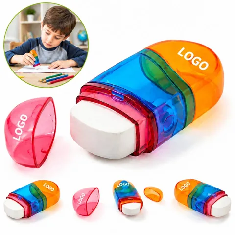 2-in-1 Pencil Sharpener with Built-In Eraser