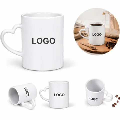 Ceramic Sublimation Mug with Heart-Shaped Handle