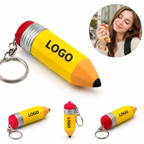 Pencil-Shaped Squeezable Keychain Stress Reliever