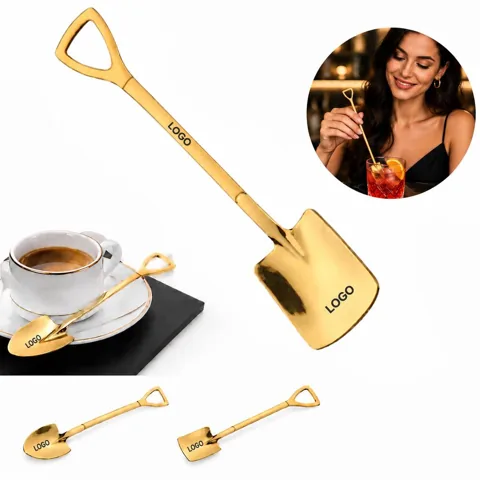 Golden Shovel-Shaped Drink Stirrers for Cocktails