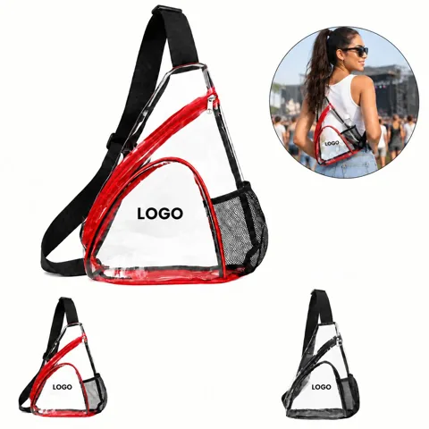 Transparent PVC Sling Bag with Zipper Closure
