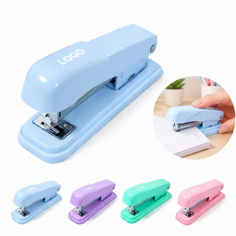 Macaron Color Desktop Stapler with Built-in Remover