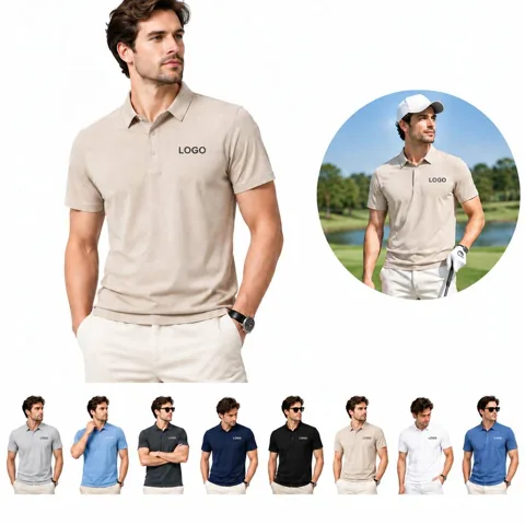 Men's Cotton Blend Polo Shirt with Ribbed Collar