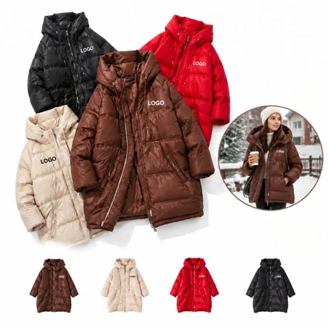 Hooded Cotton Jacket with Full Zip and Ribbed Cuffs