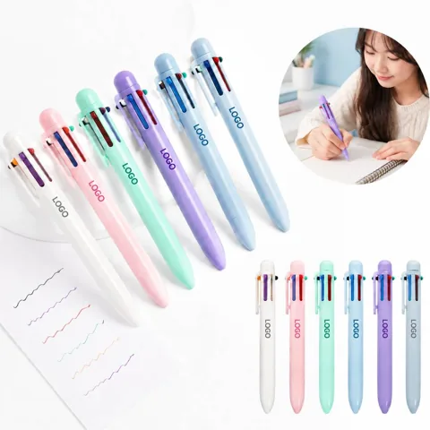 6-Color Click Ballpoint Pen with Retractable Tip