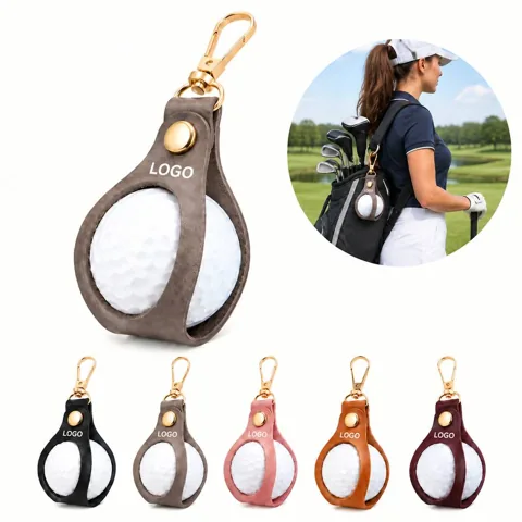 Compact Leather Golf Ball Pouch with Belt Clip