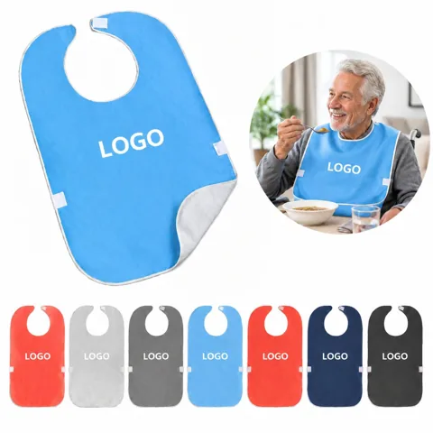 Waterproof Adult Bib with Adjustable Closure and Pocket
