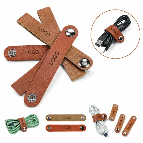 Compact PU Leather Organizer for Cables and Earphones