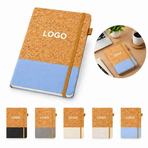 PU Leather Journal with Cork Band, Acid-Free Lined Notebook