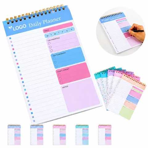 Undated Daily Planner Notebook Set with Spiral Binding