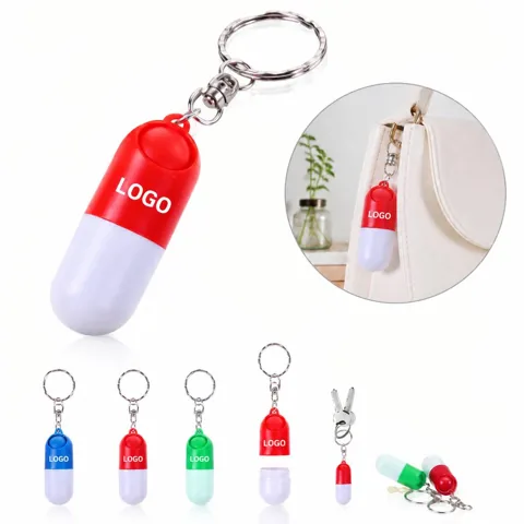 Portable Capsule Pill Holder Keychain for Travel
