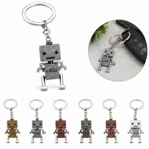Mini Robot Keychain Charm with Movable Limbs