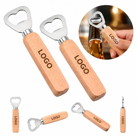 Wooden Handle Stainless Steel Bottle Opener