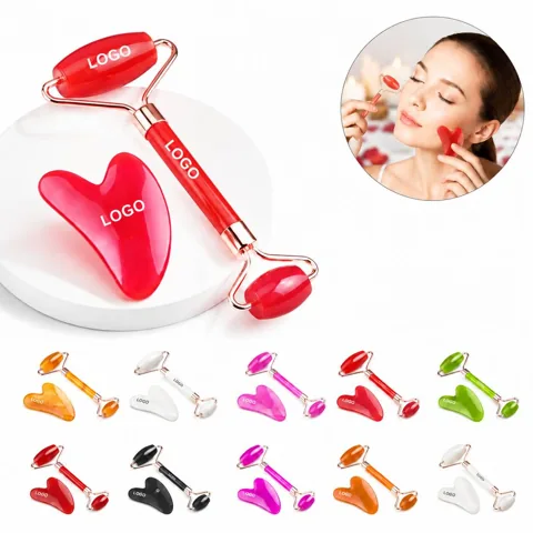 Faux Rose Quartz Facial Roller for Skincare