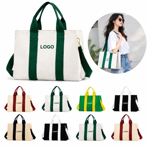 Women's Cotton Canvas Business Tote with Zipper