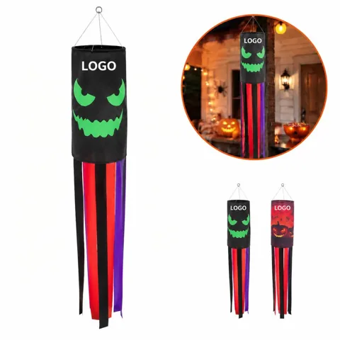 Halloween Outdoor Windsock Flag with Streamer Tails