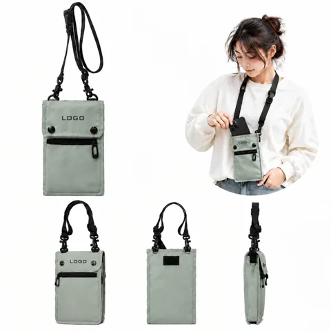 Nylon Crossbody Phone Pouch with Adjustable Shoulder Strap
