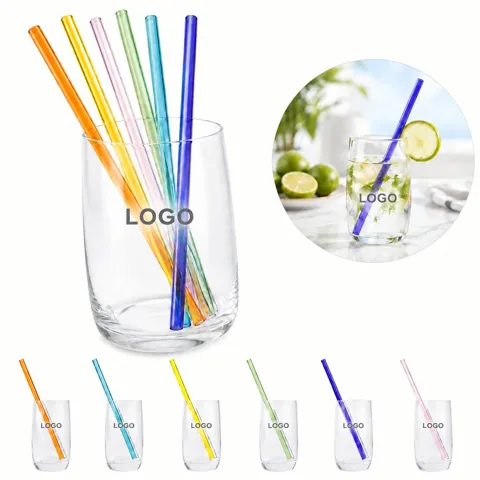 Colorful Reusable Glass Straight Straws for Drinks