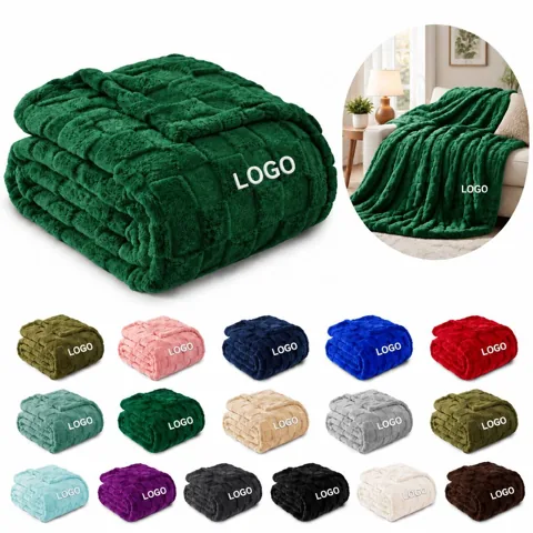 Cozy Plush Soft Throw Blanket for Sofa Bed Travel