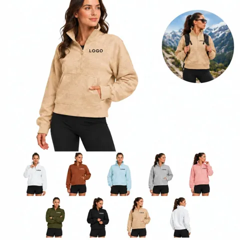 Women's Cotton High Neck Pullover Sweatshirt