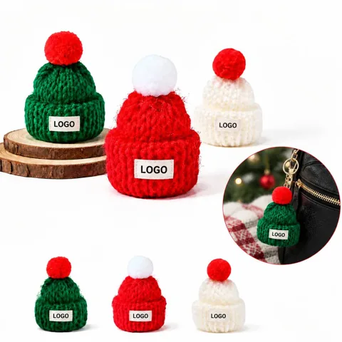 Festive Mini Knitted Santa Hat Charm for Bags and Trees