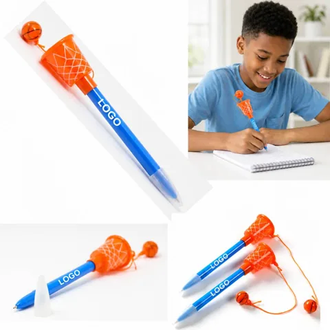 Desktop Basketball Hoop Pen Holder with Foam Ball