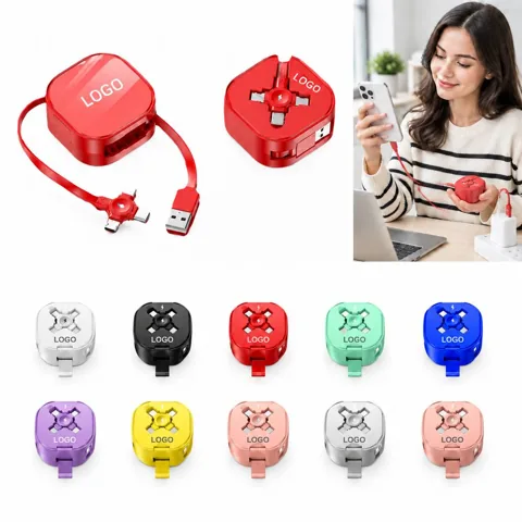 5A Retractable USB Charging Cord with Holder