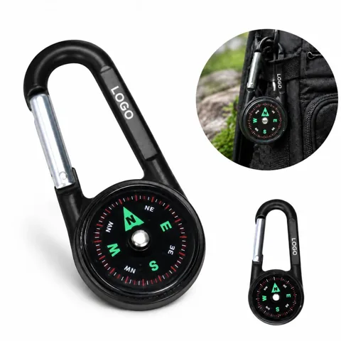 Outdoor Carabiner Clip with Compass and Thermometer