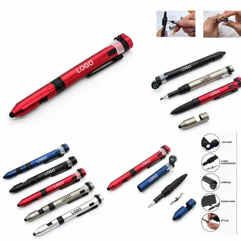6-in-1 Multi-Function Pen with Ruler Level Screwdrivers