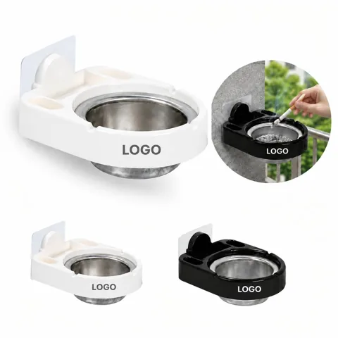 Adhesive Wall Ashtray with Anti-Fly Lid for Indoor Outdoor