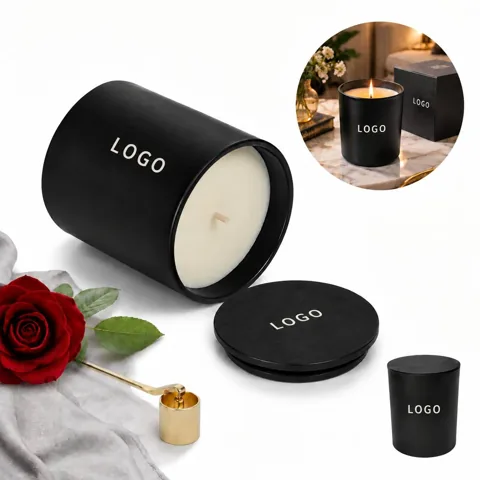 Black Luxury Scented Candles with Wooden Wick