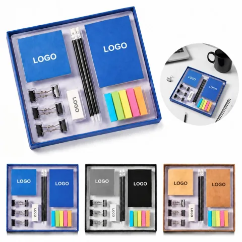 Compact Desktop Office Supply Kit with Pens Notes Clips