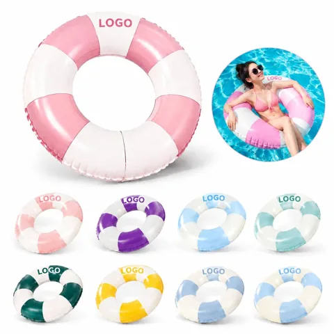 Kids Striped Inflatable Swim Ring for Pool Fun