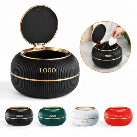 Round Small Plastic Desk Trash Can for Home Office