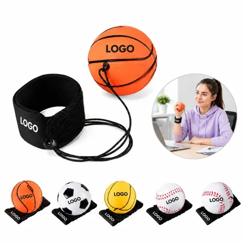 Stretchy Stress Relief Ball with Attached Wrist Strap