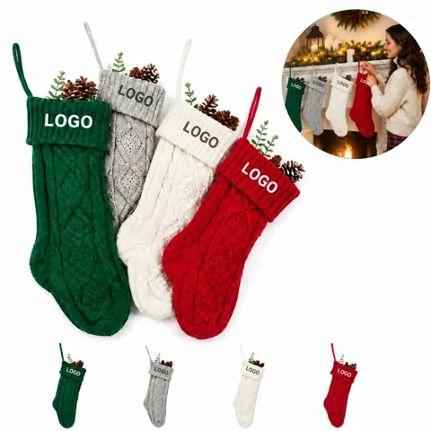 Large Diamond-Pattern Christmas Stockings for Gifts