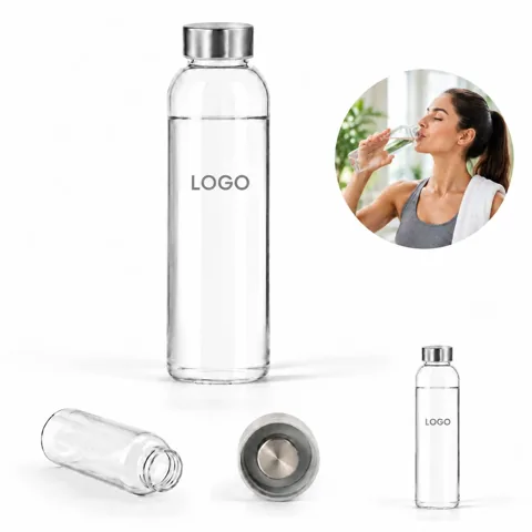 17oz Borosilicate Glass Water Bottle with Leakproof Lid