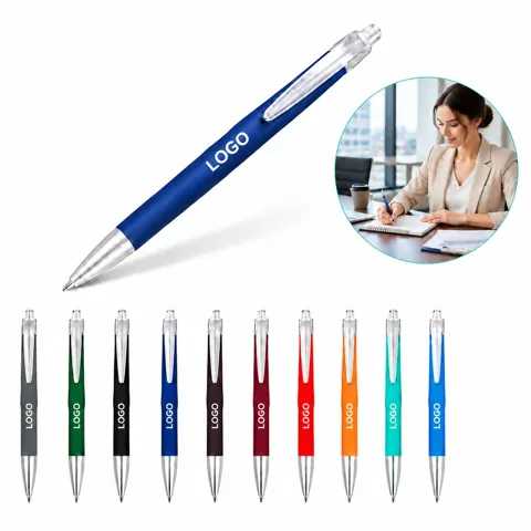 Custom Logo Retractable Ballpoint Pen with Metal Clip